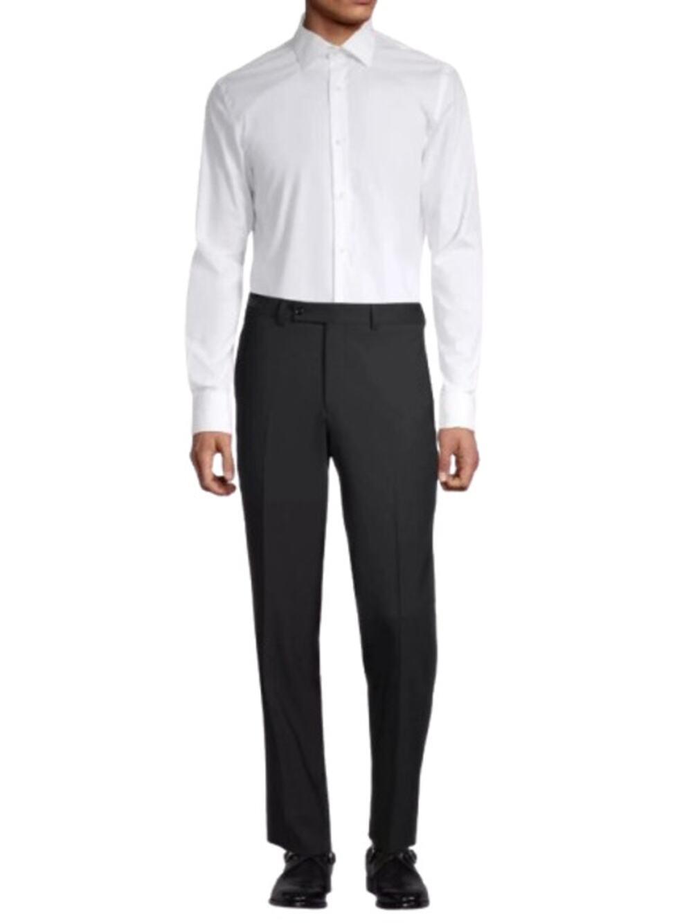 TED BAKER Men's Jarrett Dress Pants 36R Black Flat Front 100% Wool FLAW NWOT